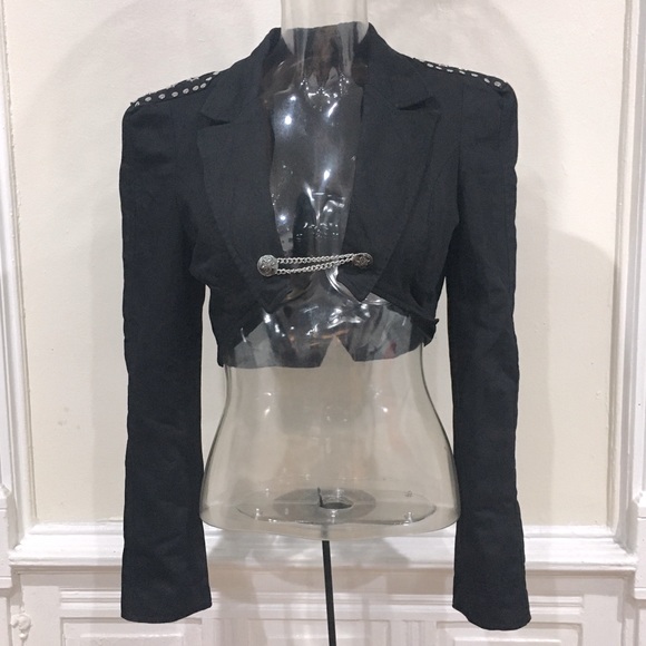 Vintage Jackets & Blazers - Cropped Cotton Jacket with Studs